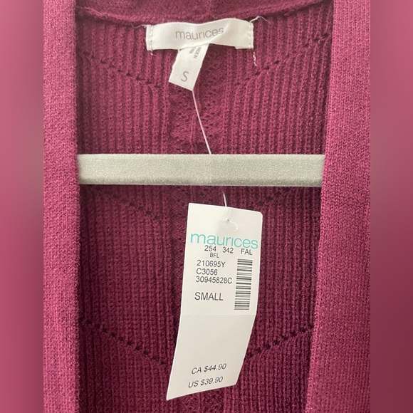 Maurice’s Maroon Knit Cardigan, Small - Picture 3 of 3